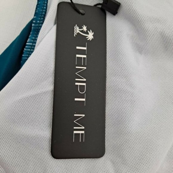 Tankini Bikini One Shoulder Asymmetrical Swimsuit Bathing Suit Swim Teal M - Picture 12 of 12